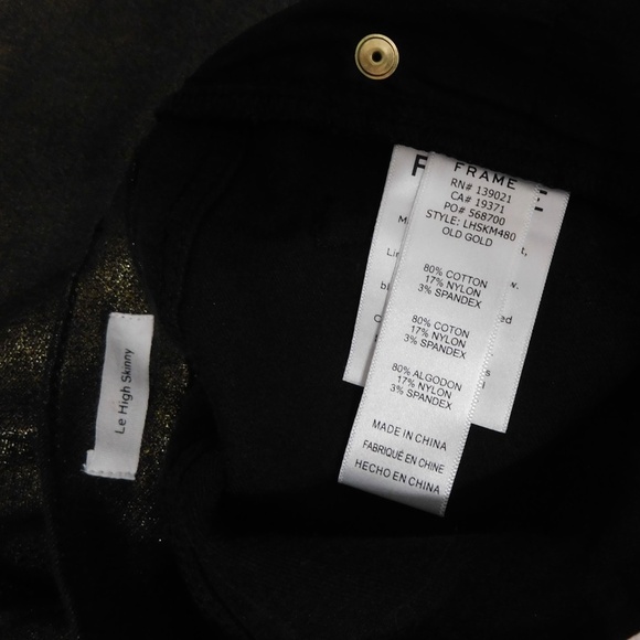 NWT!! FRAME DENIM Le High Skinny High Rise Skinny Fit Old Gold Metallic Size 28 - Picture 14 of 16